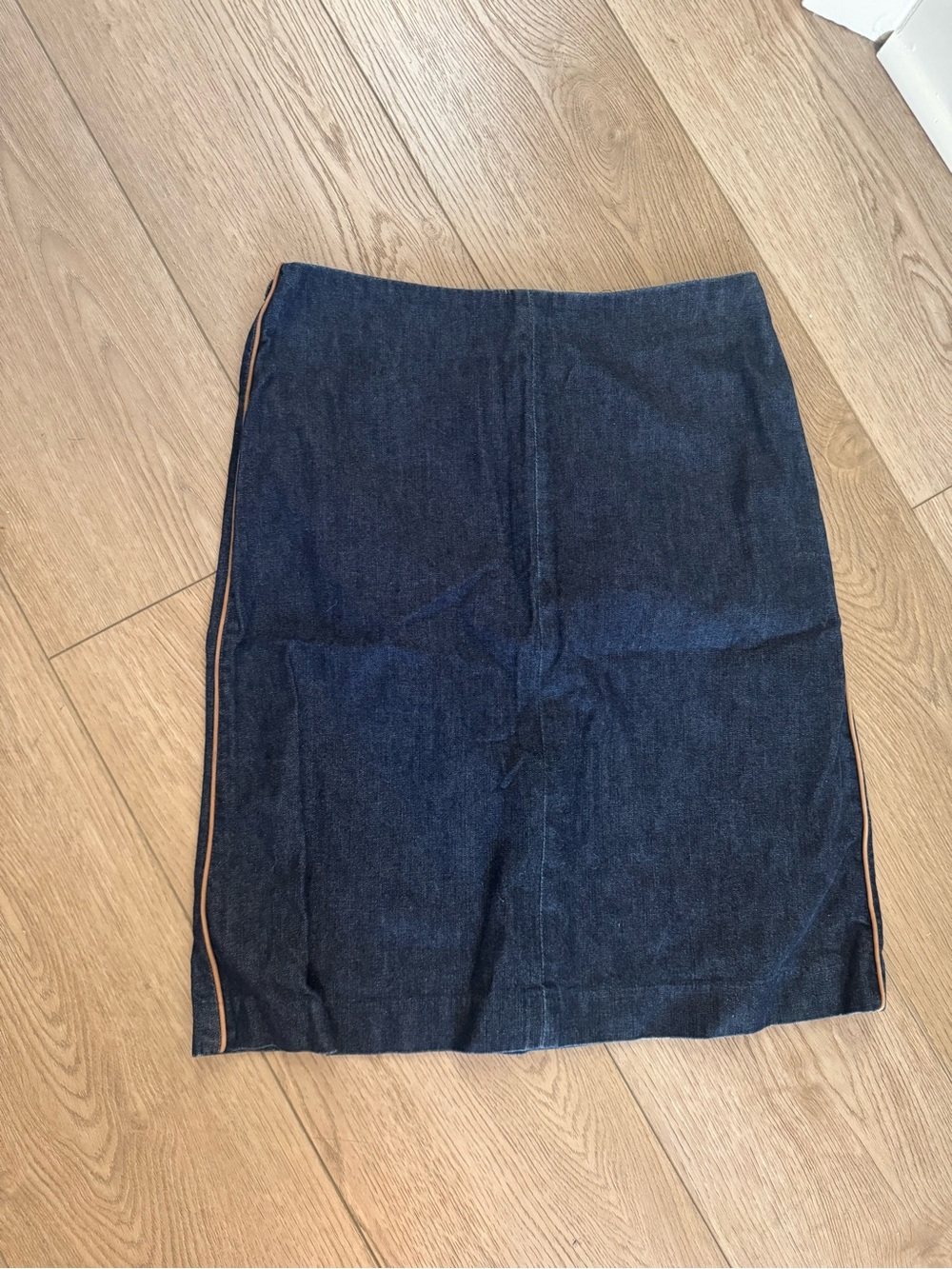 GAP Vintage Dark Wash Denim Midi Skirt Side Stripe Size 8 Y2K 100% Cotton